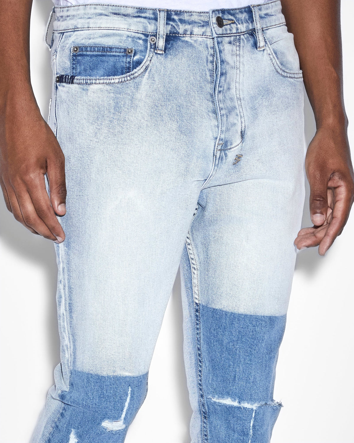 Mens Wolfgang 2 Tone Tapered Denim Jeans - Denim