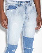 Mens Wolfgang 2 Tone Tapered Denim Jeans - Denim