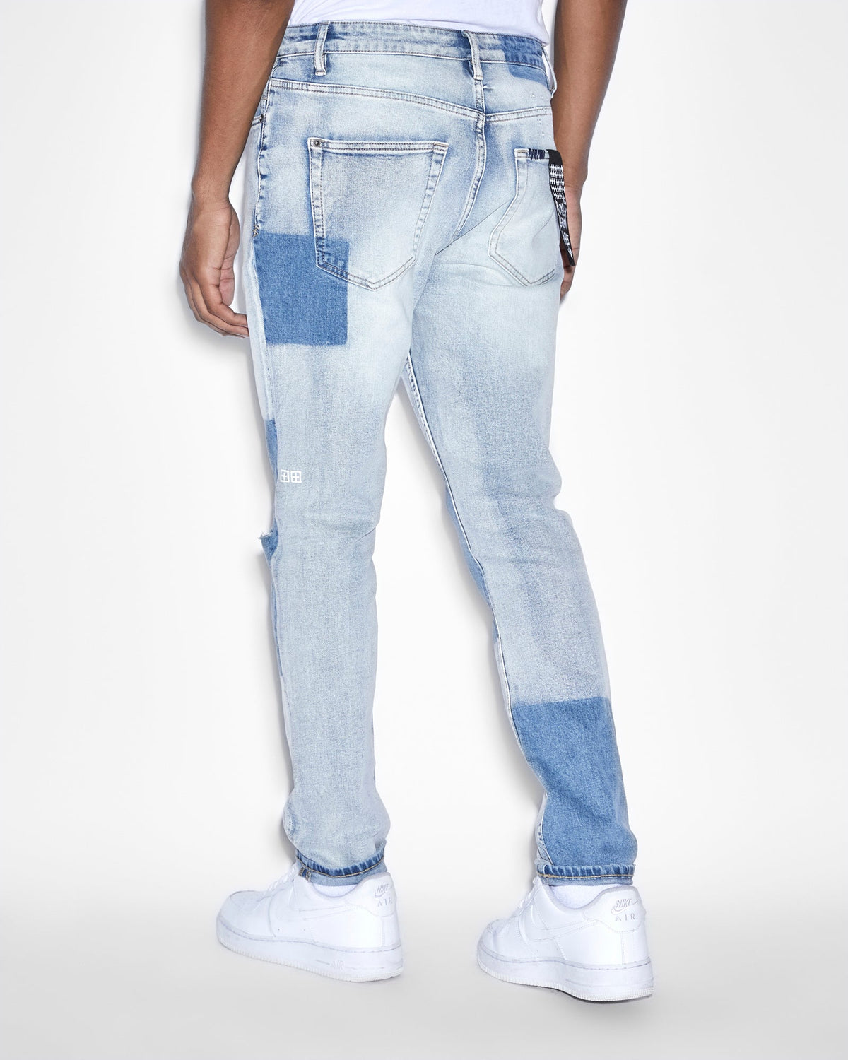 Mens Wolfgang 2 Tone Tapered Denim Jeans - Denim