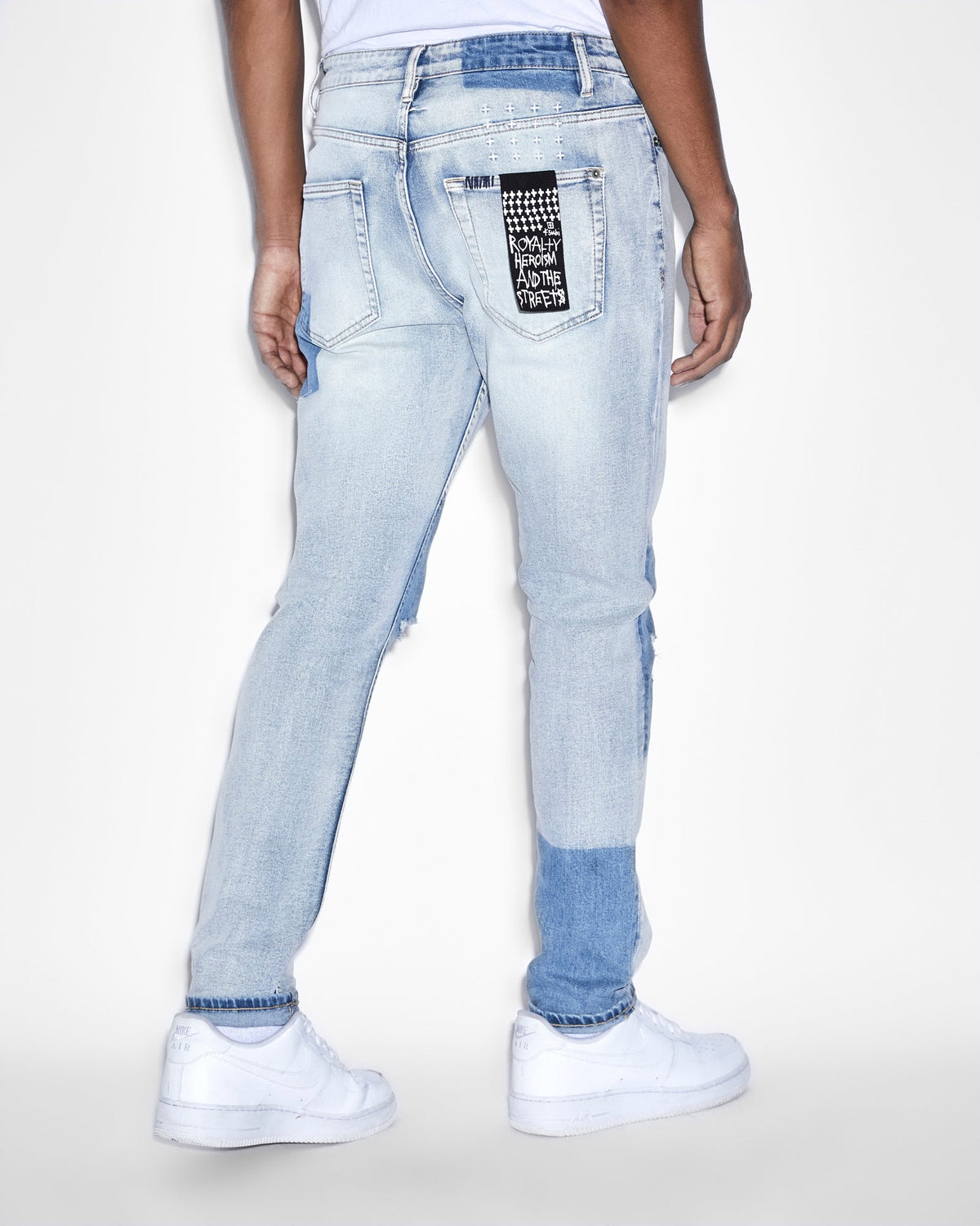 Mens Wolfgang 2 Tone Tapered Denim Jeans - Denim