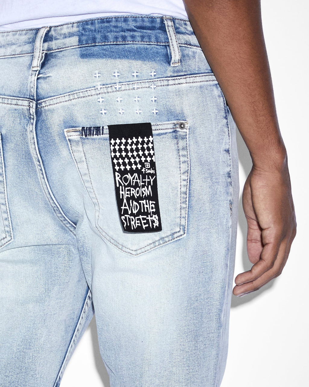 Mens Wolfgang 2 Tone Tapered Denim Jeans - Denim