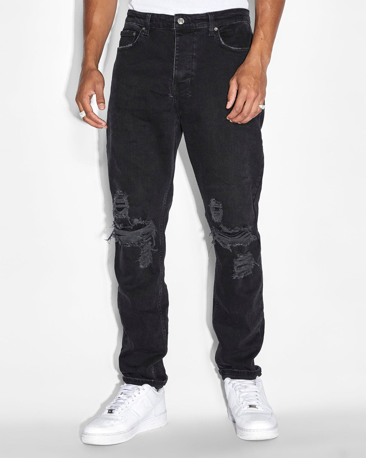 MENS WOLFGANG BONEYARD BLACK DENIM JEANS