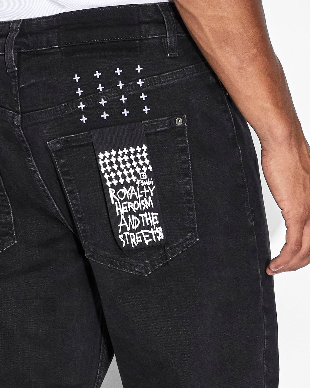 MENS WOLFGANG BONEYARD BLACK DENIM JEANS