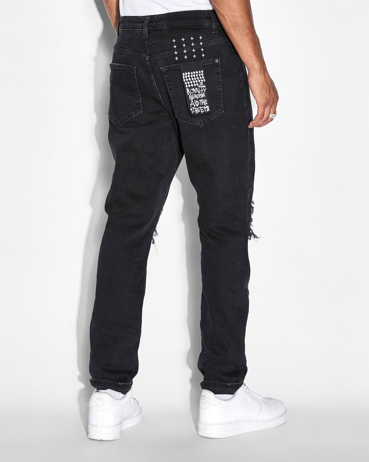 MENS WOLFGANG BONEYARD BLACK DENIM JEANS