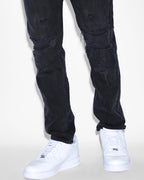 Mens Wolfgang Stitches Black Tapered Denim Jeans - Black