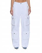 Womens Barrel Jean Cargo Fresh Barrel Leg Denim Jeans - White