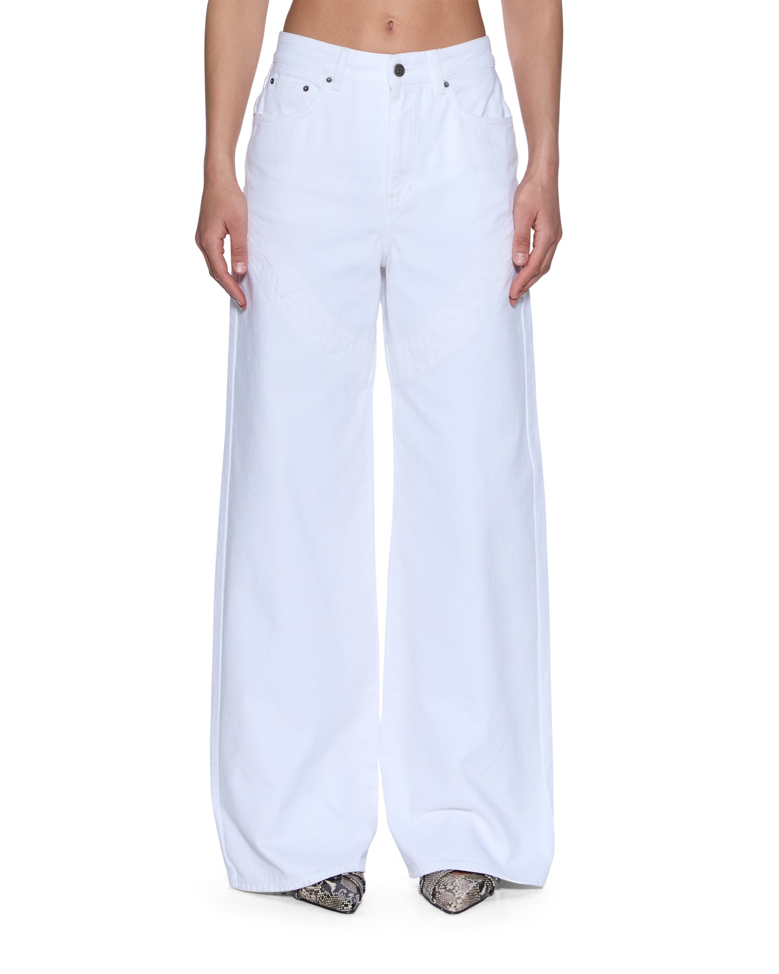 WOMENS STRIDER SADDLE FRESH WIDE DENIM JEANS