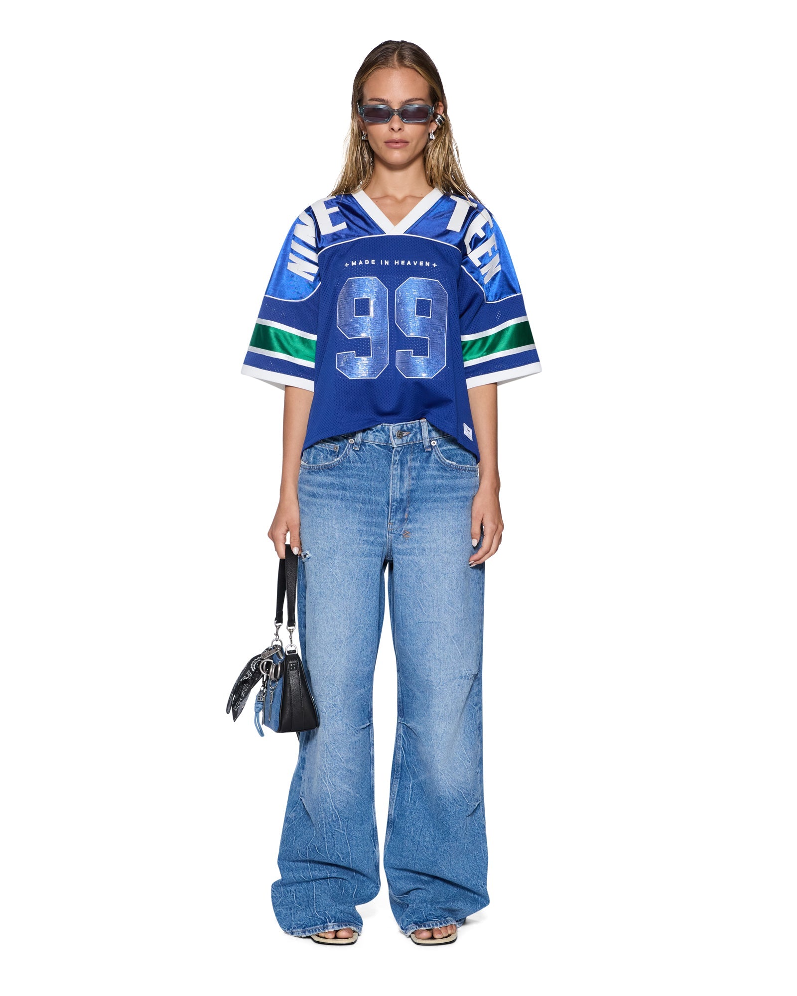 WOMENS 99 SPARK SS JERSEY BLUE RELAXED FASHION TOPS