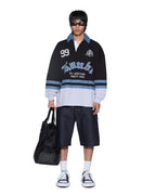MENS IDOL LS RUGBY FADED BLACK FASHION TOPS