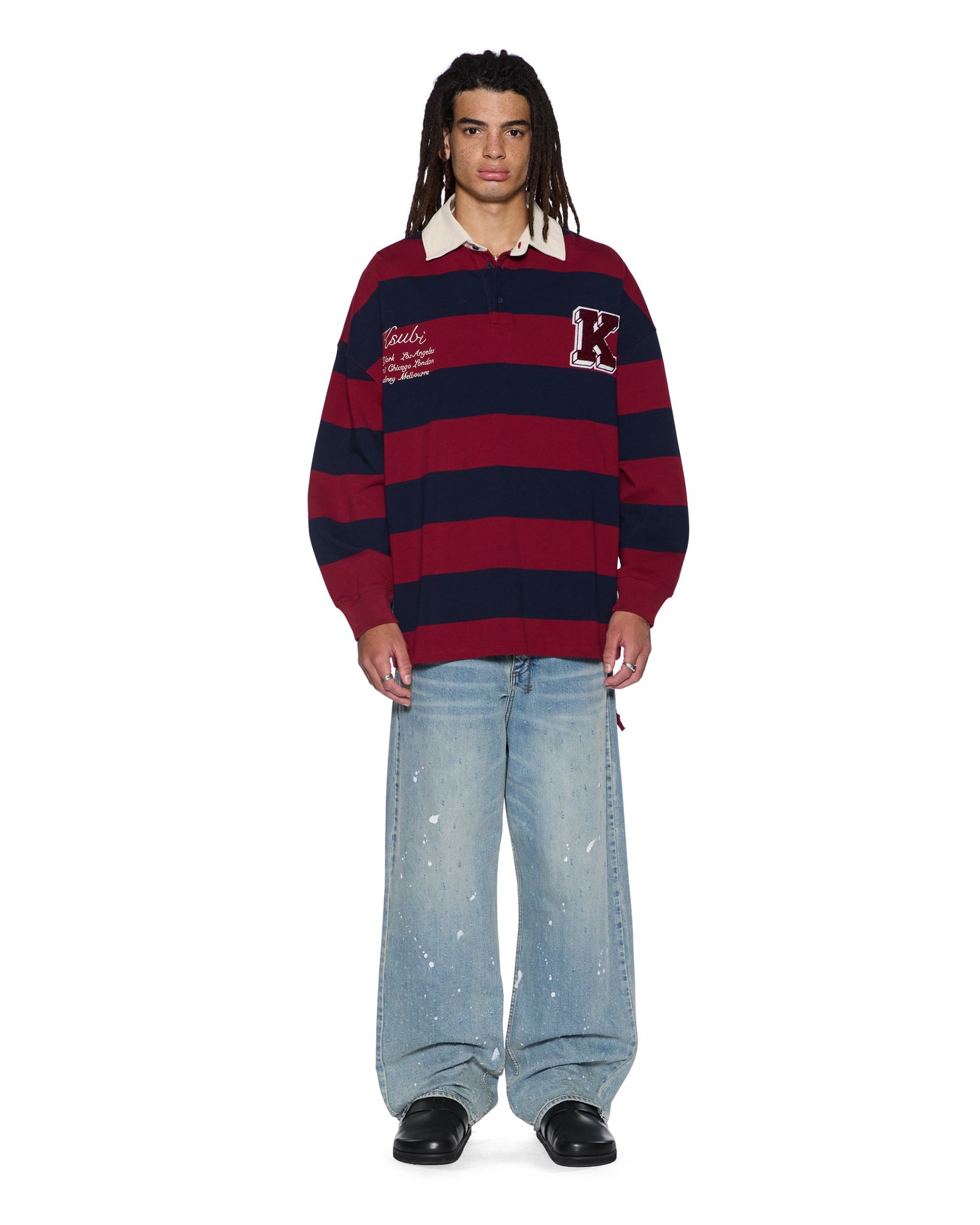 MENS  RUGGED RUGBY JERSEY FIRE FADE BOXY FASHION TOPS