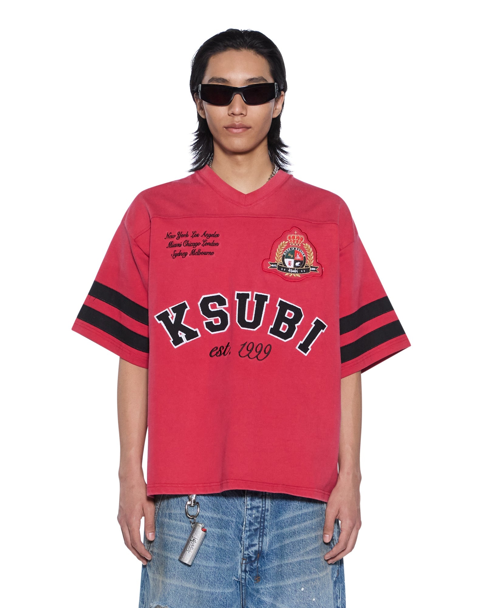 MENS  DUKE SS JERSEY CRIMSON OVERSIZED TEES