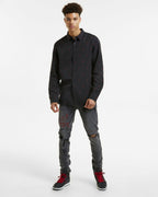MENS KASH LS SHIRT BLACK RED SHIRTS