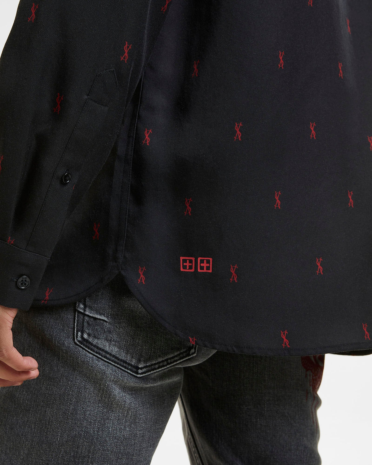 MENS KASH LS SHIRT BLACK RED SHIRTS