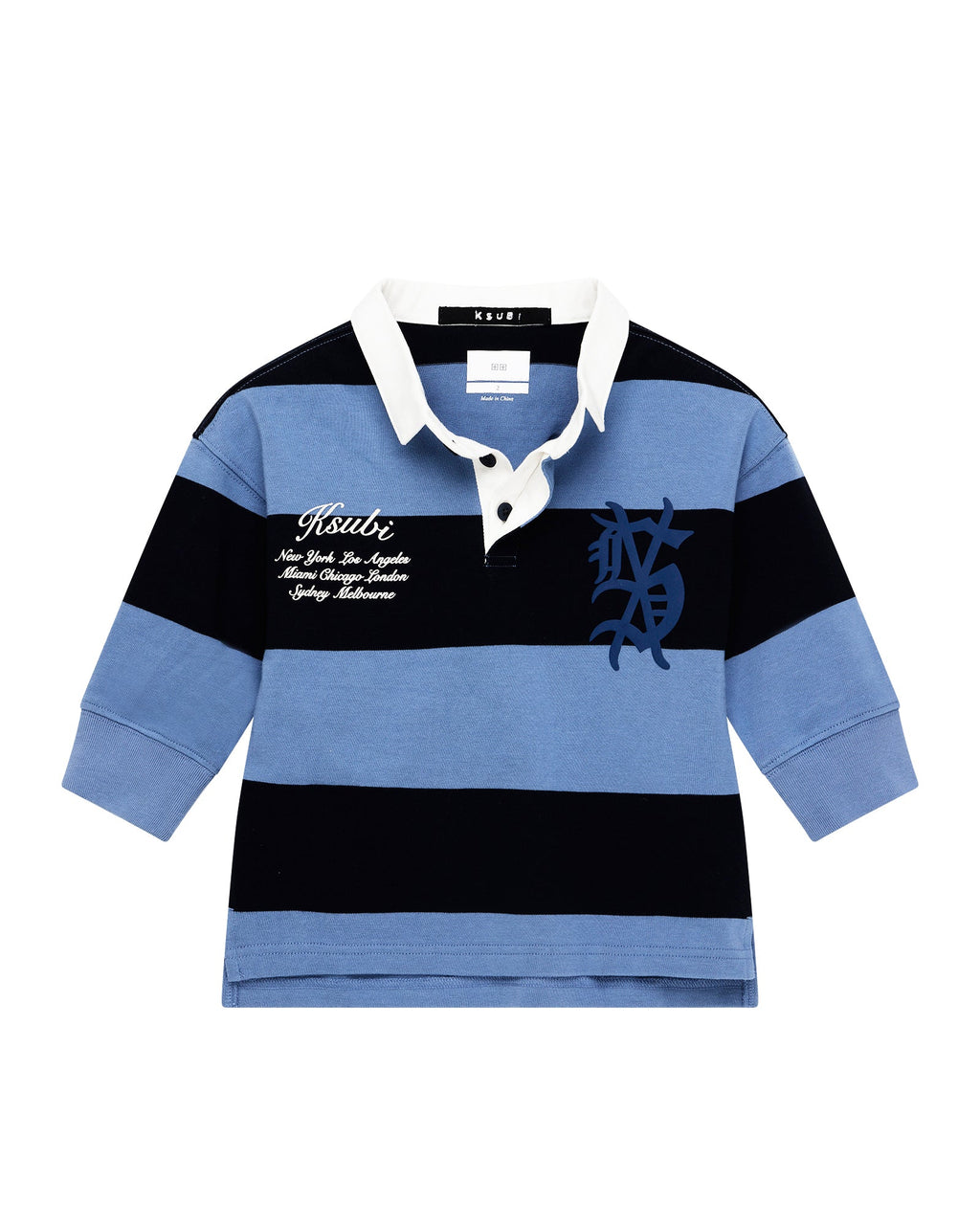 KIDS LIL RUGGED RUGBY LS JERSEY FADED ICE FASHION TOPS