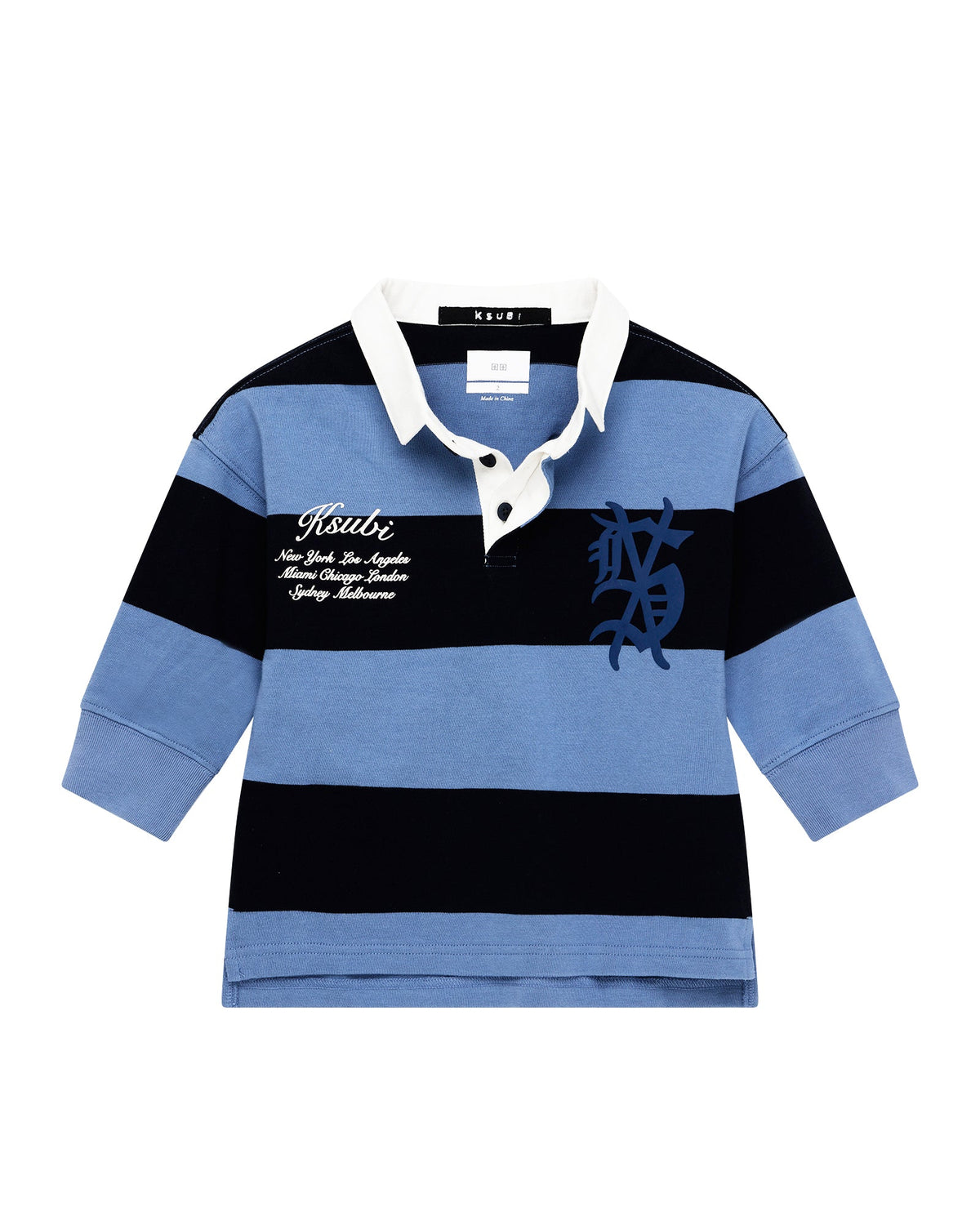 KIDS LIL RUGGED RUGBY LS JERSEY FADED ICE FASHION TOPS