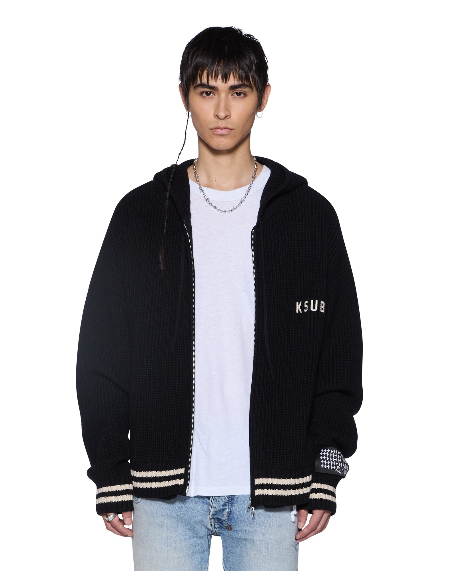 Mens Boxer Zip Knit Hoodie Midnight Knitwear | Ksubi ++