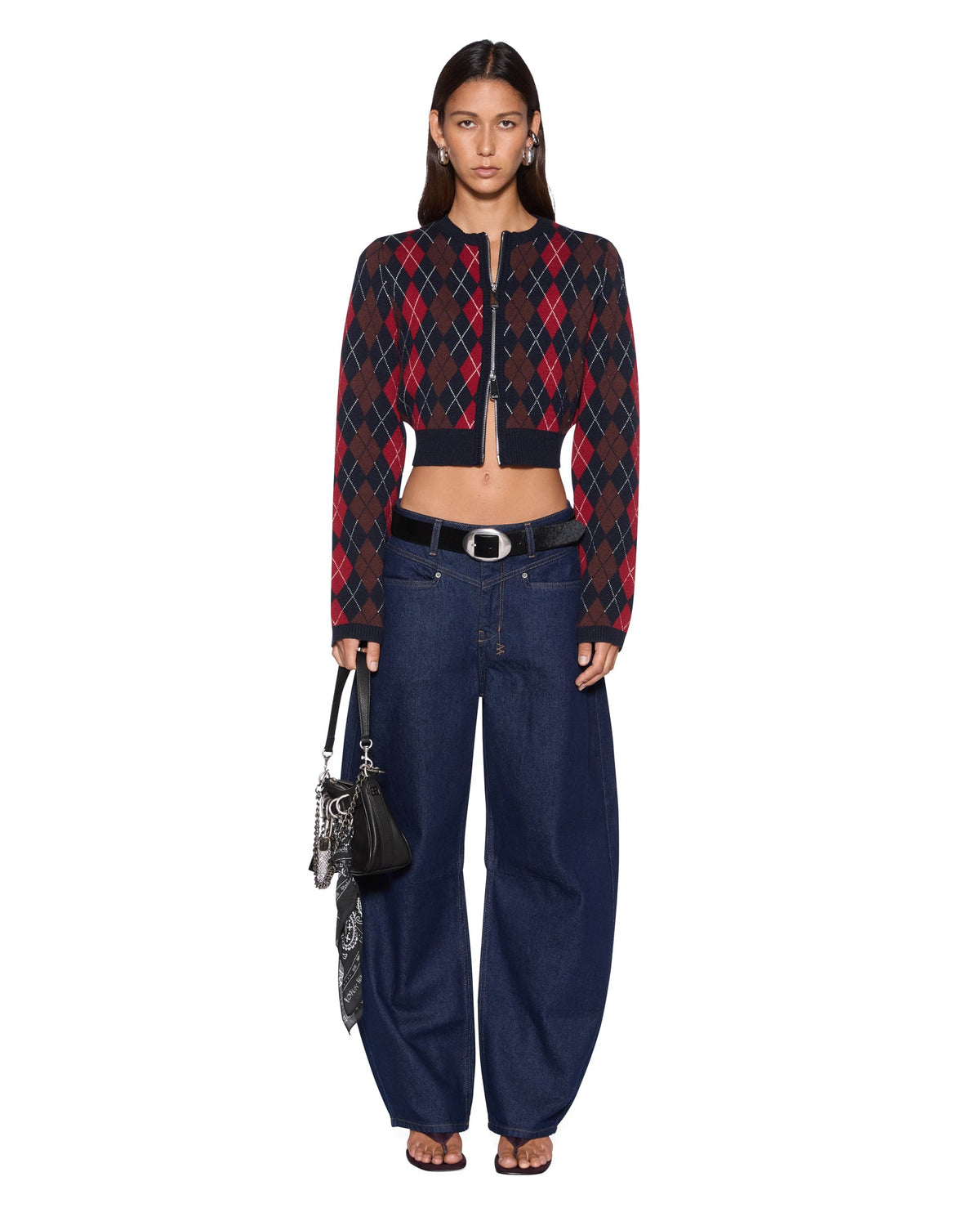 FABLE CARDI RED ARGYLE