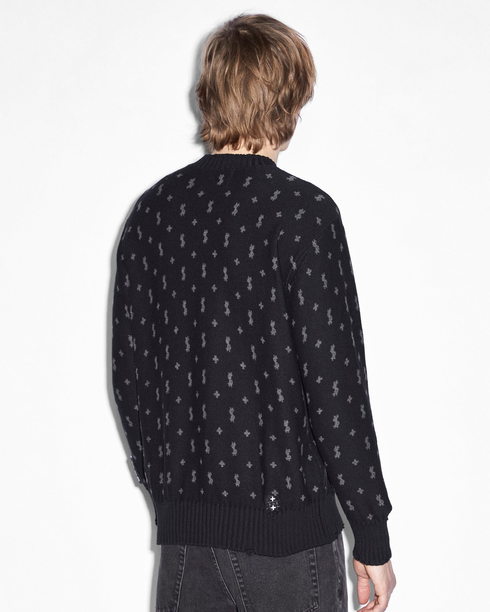 MENS ALLSTAR KNIT CREW BLACK REGULAR KNITWEAR