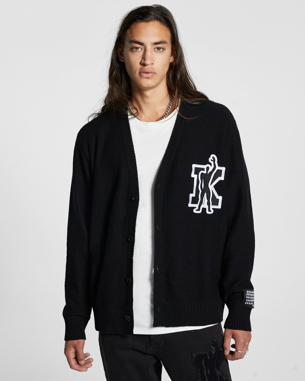 Mens K Man Cardigan Black Relaxed Knitwear - Black