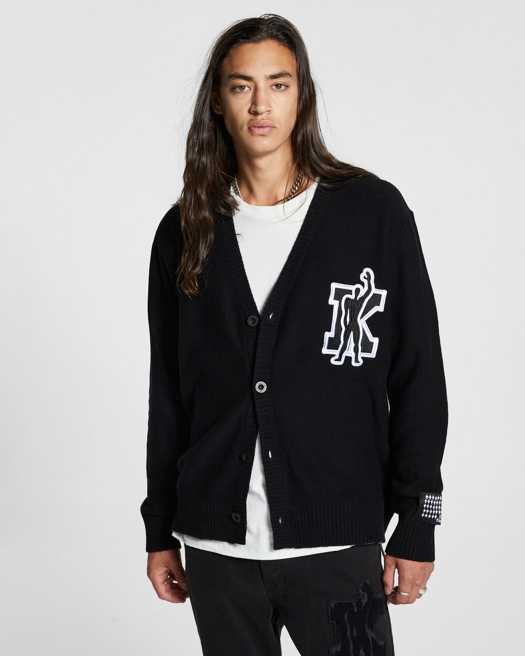Mens K Man Cardigan Black Relaxed Knitwear - Black