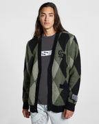 Mens Old Dollar Cardigan Green Relaxed Knitwear - Green