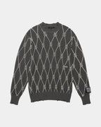 MENS DIAMOND DOLLAR KNIT CREW GREY KNITWEAR