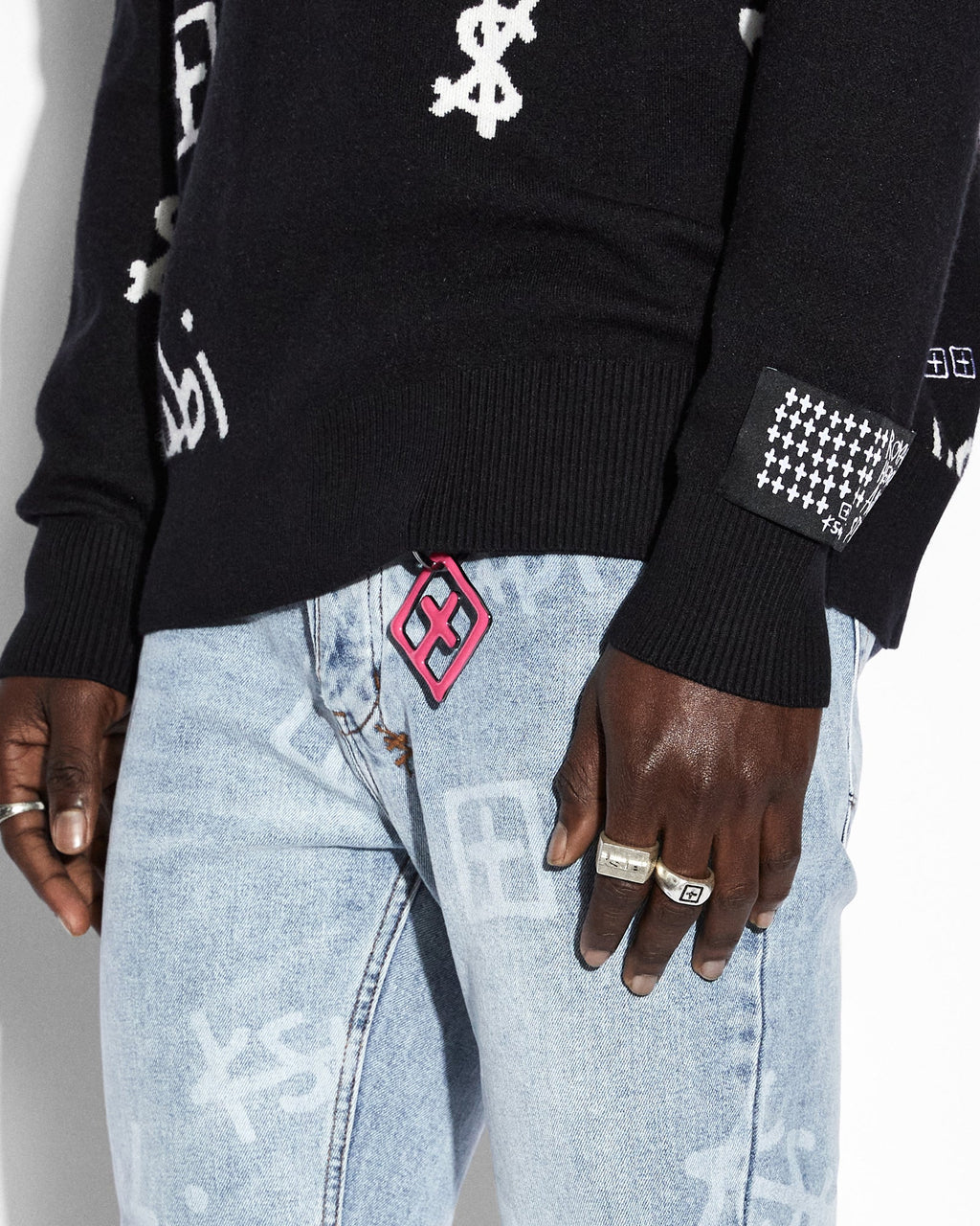 Mens Kash Box Knit Crew Black Regular Knitwear - Black