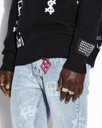 Mens Kash Box Knit Crew Black Regular Knitwear - Black