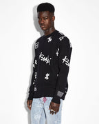 Mens Kash Box Knit Crew Black Regular Knitwear - Black