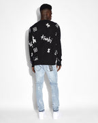 Mens Kash Box Knit Crew Black Regular Knitwear - Black