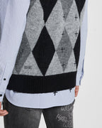 MENS OLD DOLLAR VEST GREY KNITWEAR