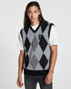 MENS OLD DOLLAR VEST GREY KNITWEAR