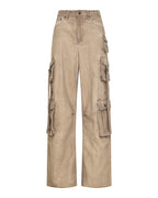 Womens Ksuper Cargo Terra Baggy Denim Jeans - Brown