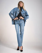 Womens Icon Jean Frenchie Blue Straight Denim Jeans - Denim