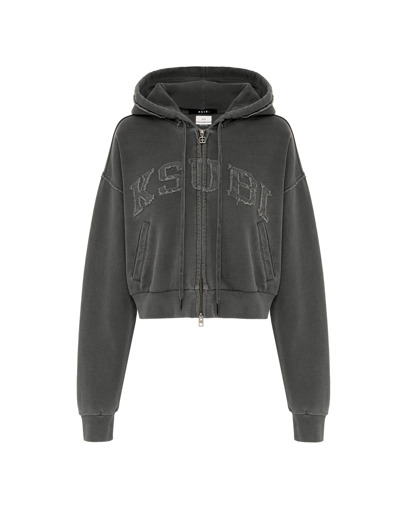 LEAGUE CROPPED HOODIE CHARCOAL