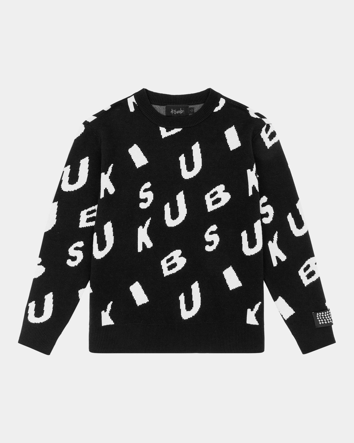 MENS LETTERS KNIT CREW BLACK KNITWEAR