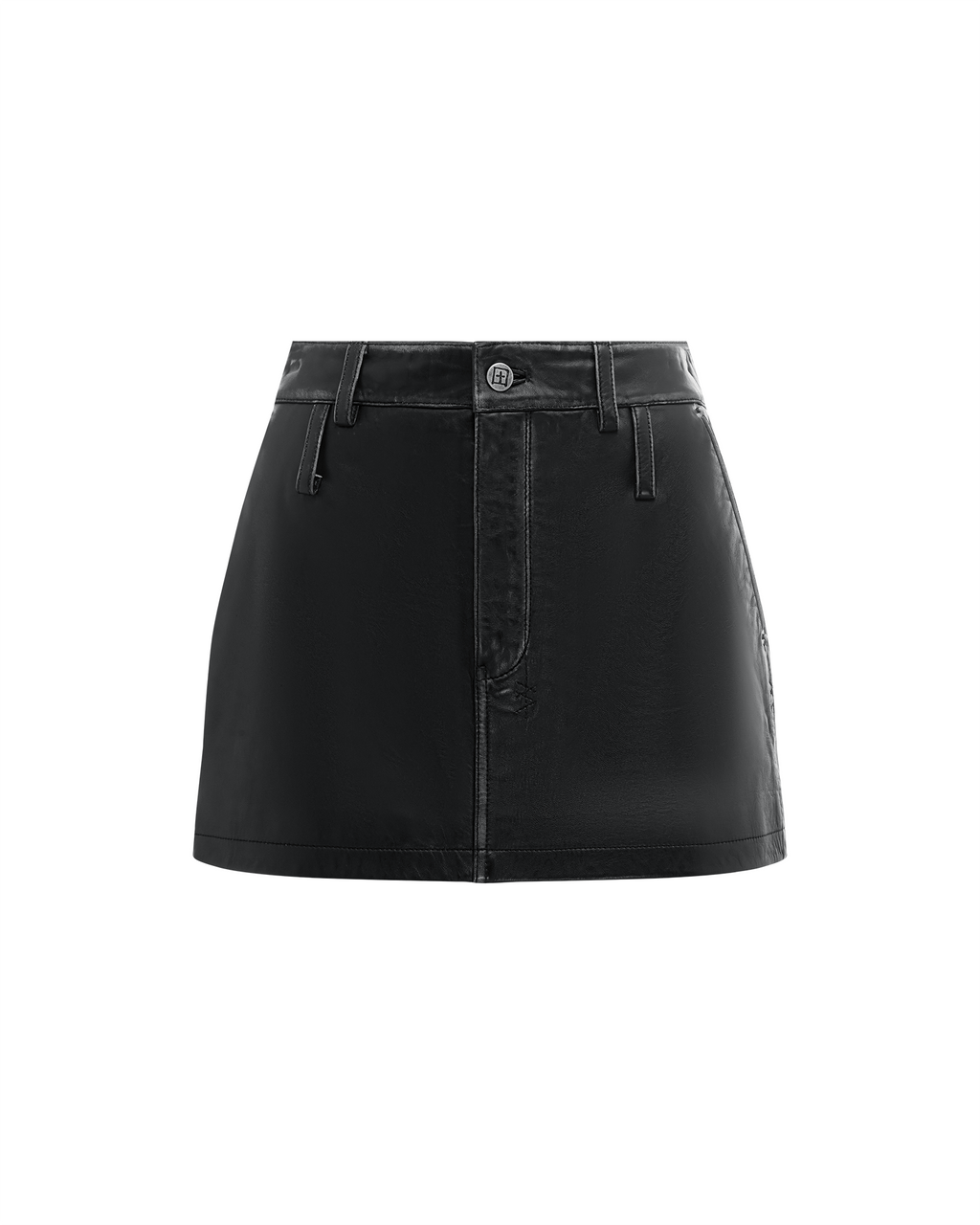 WOMENS LOW RIDER MINI AGED BLACK SKIRTS