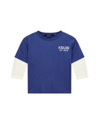 Kids Lil Layered Ls Tee Navy White Tees - Navy