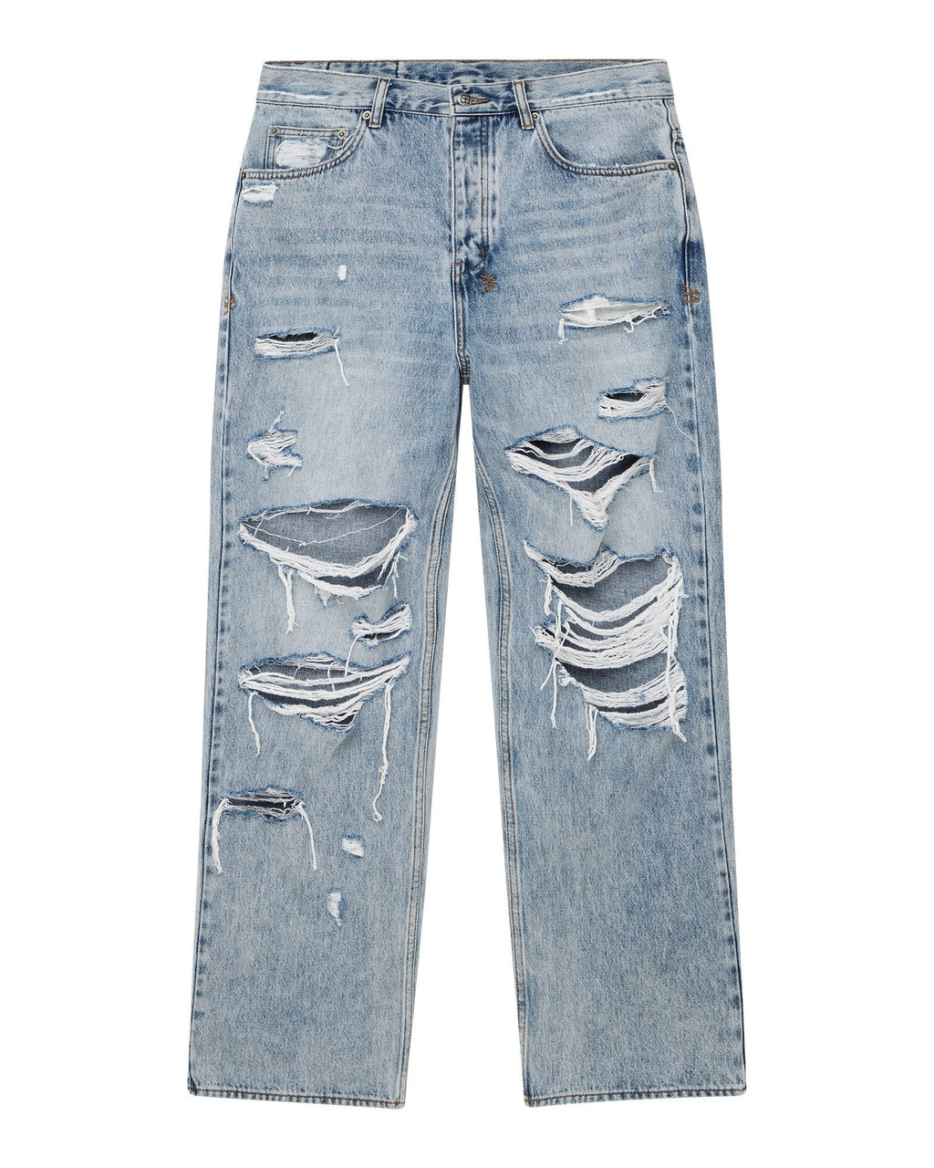 MENS MAXX BUNKER BLUE TRASHED DENIM JEANS