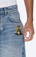 Mens Maxx Short 70's Blue Trashed Relaxed Walkshorts - Denim