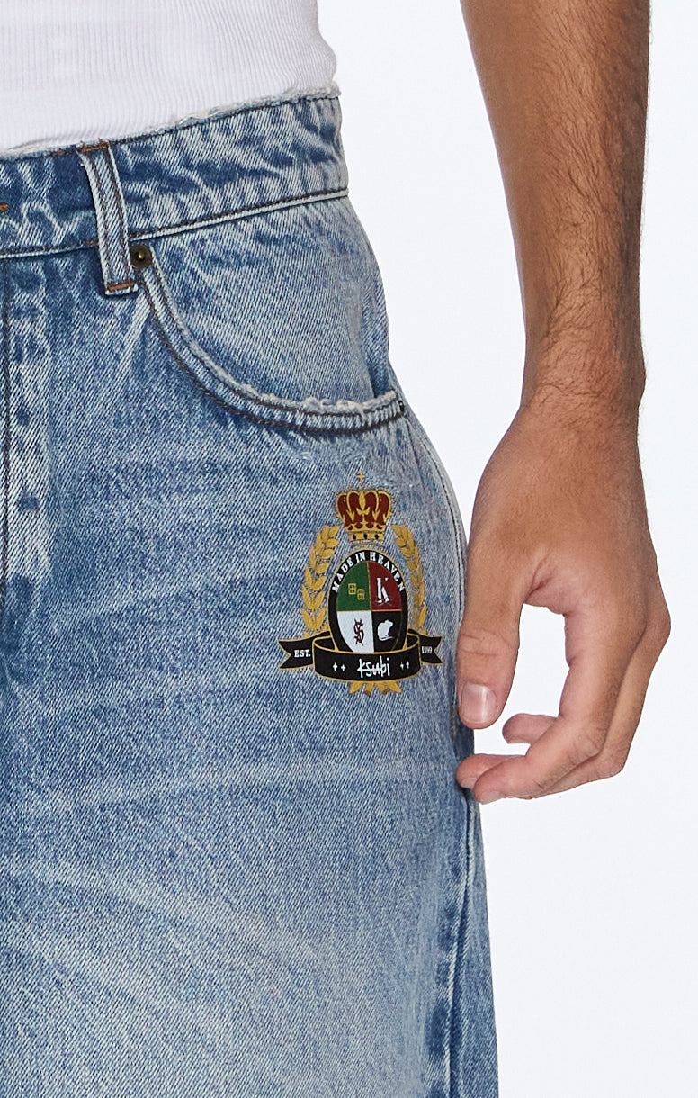 MENS MAXX SHORT 70'S BLUE TRASHED RELAXED WALKSHORTS