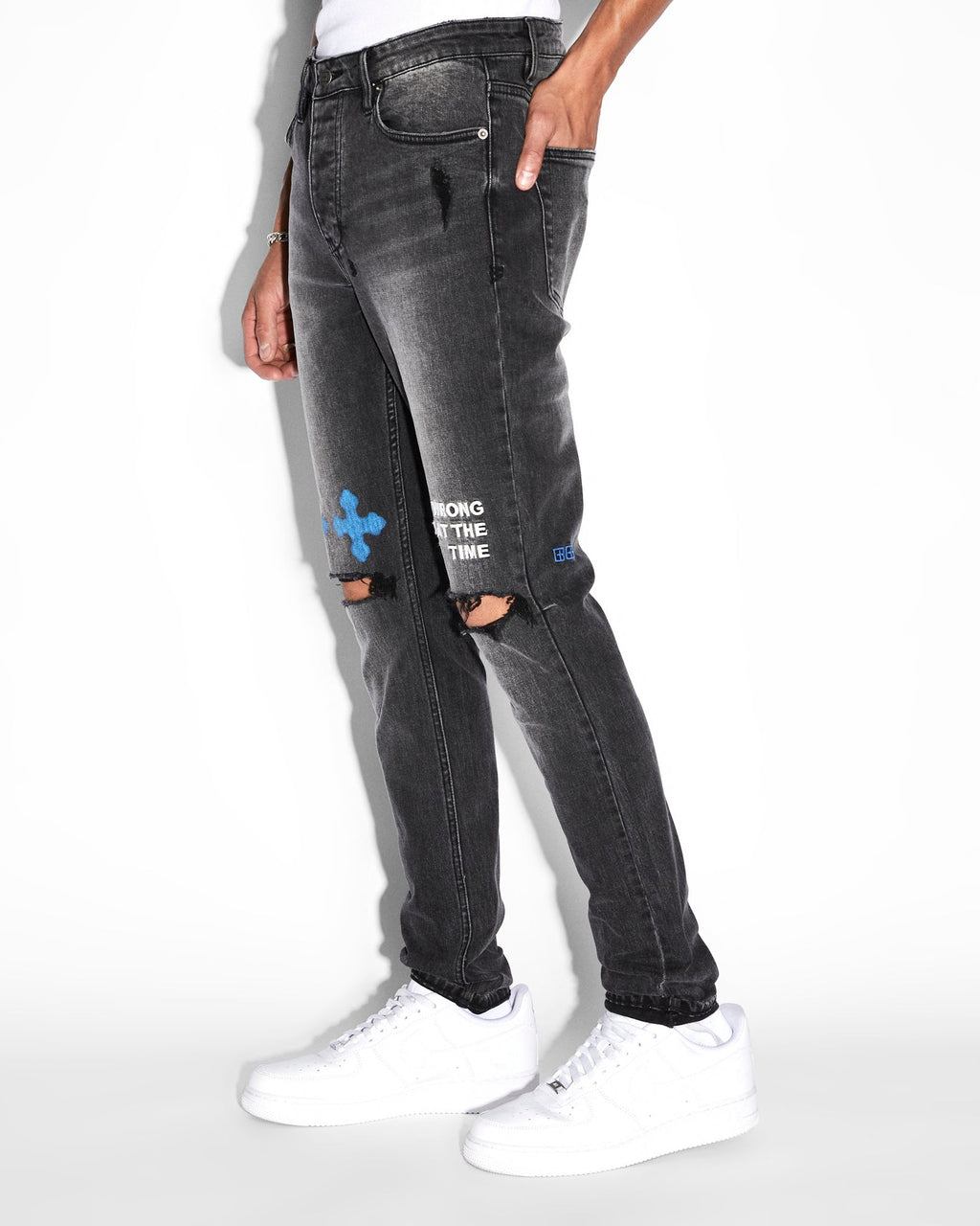 Mens Chitch Right Time Black Slim Denim Jeans - Black