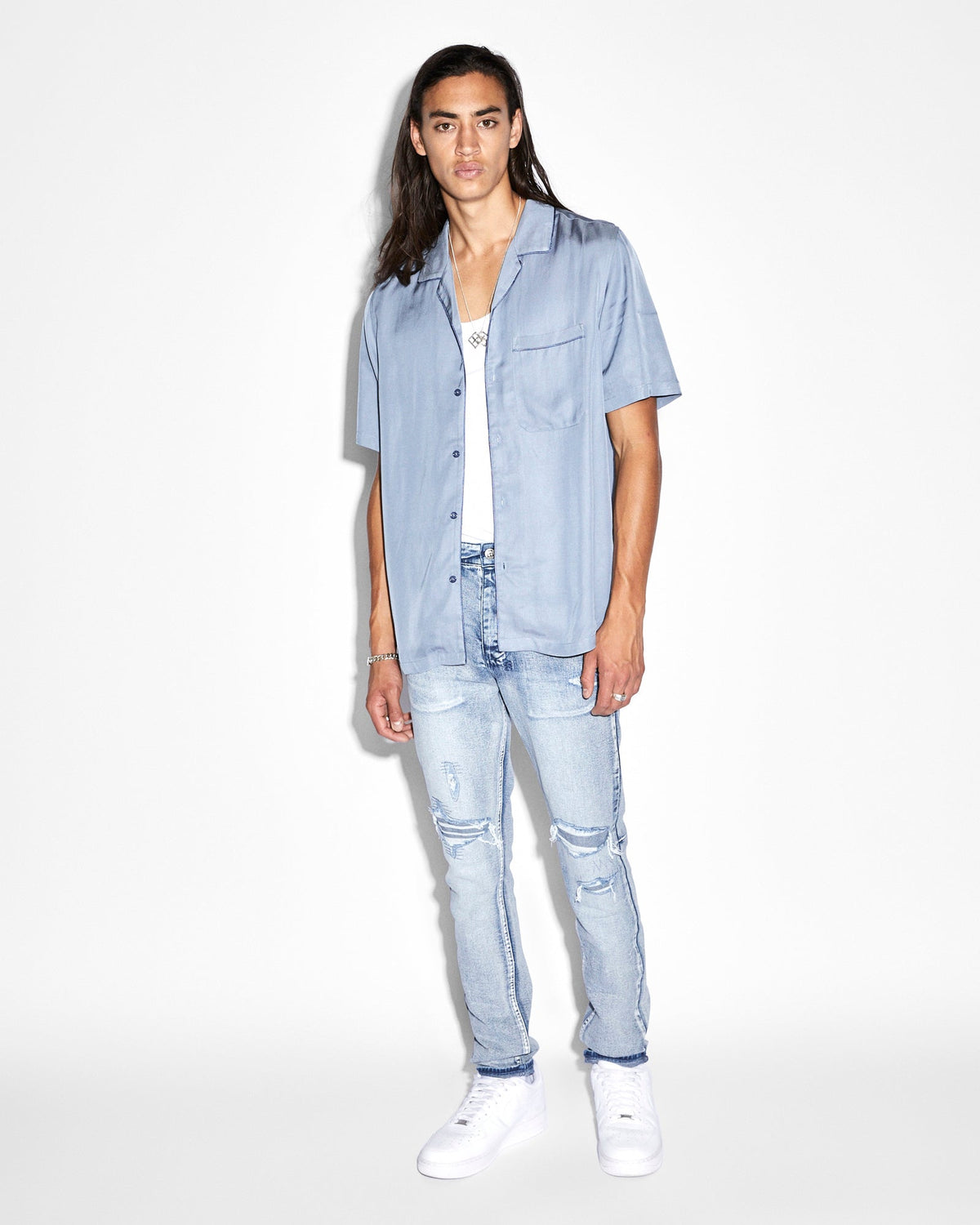 Mens Downtown Ss Shirt Lake Regular Shirts - Blue