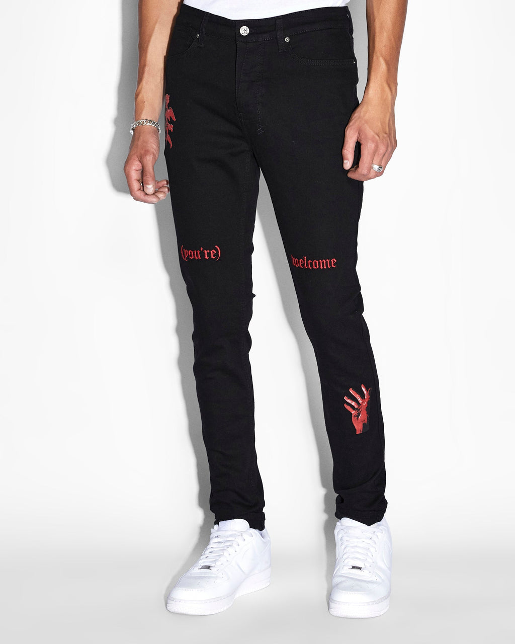 Mens Van Winkle Icons Black Skinny Denim Jeans - Black