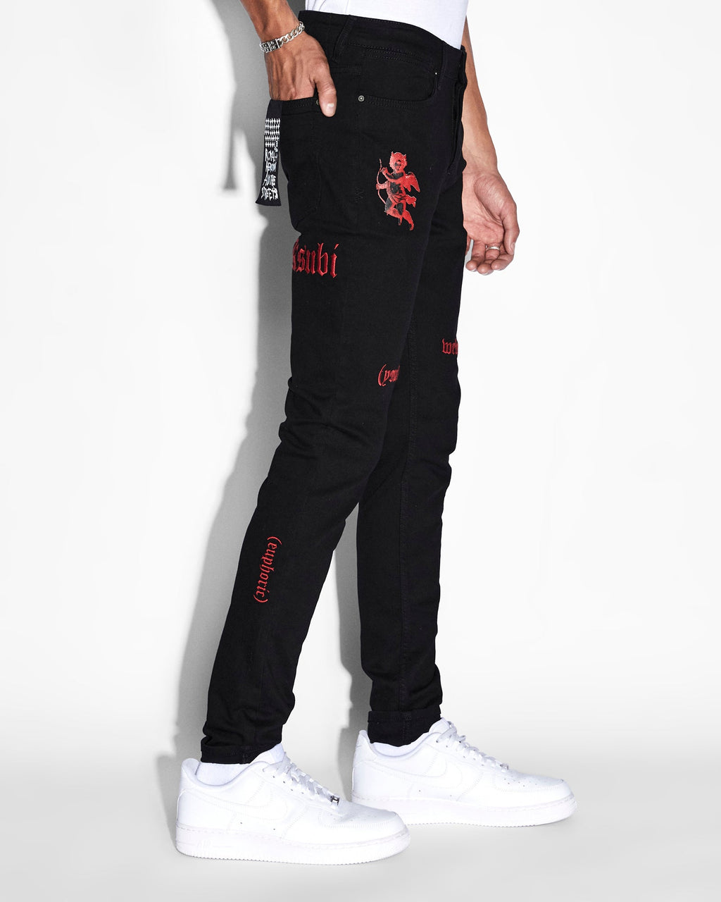 Mens Van Winkle Icons Black Skinny Denim Jeans - Black
