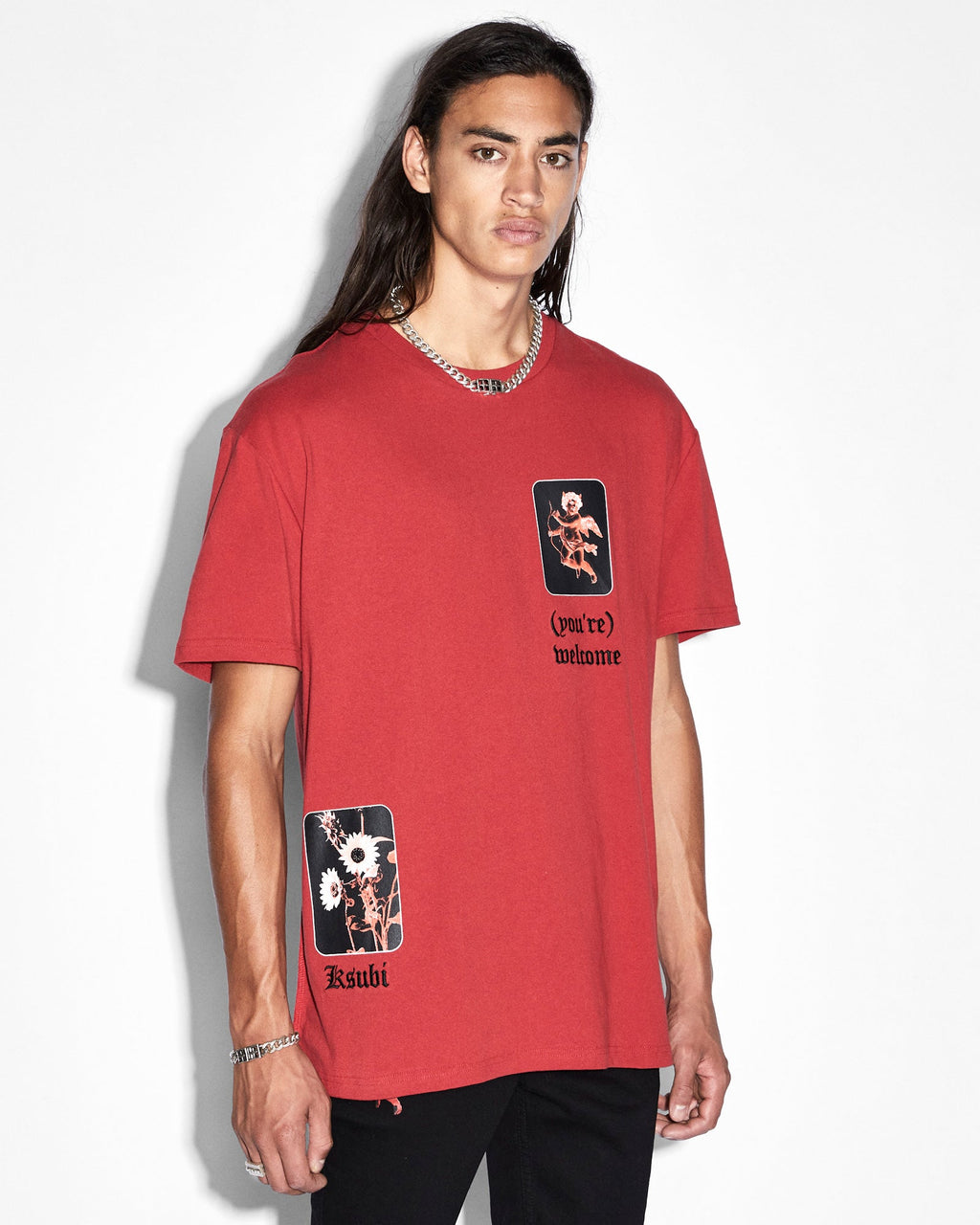 Mens Icons Biggie Ss Tee Crimson Oversized Tees - Red