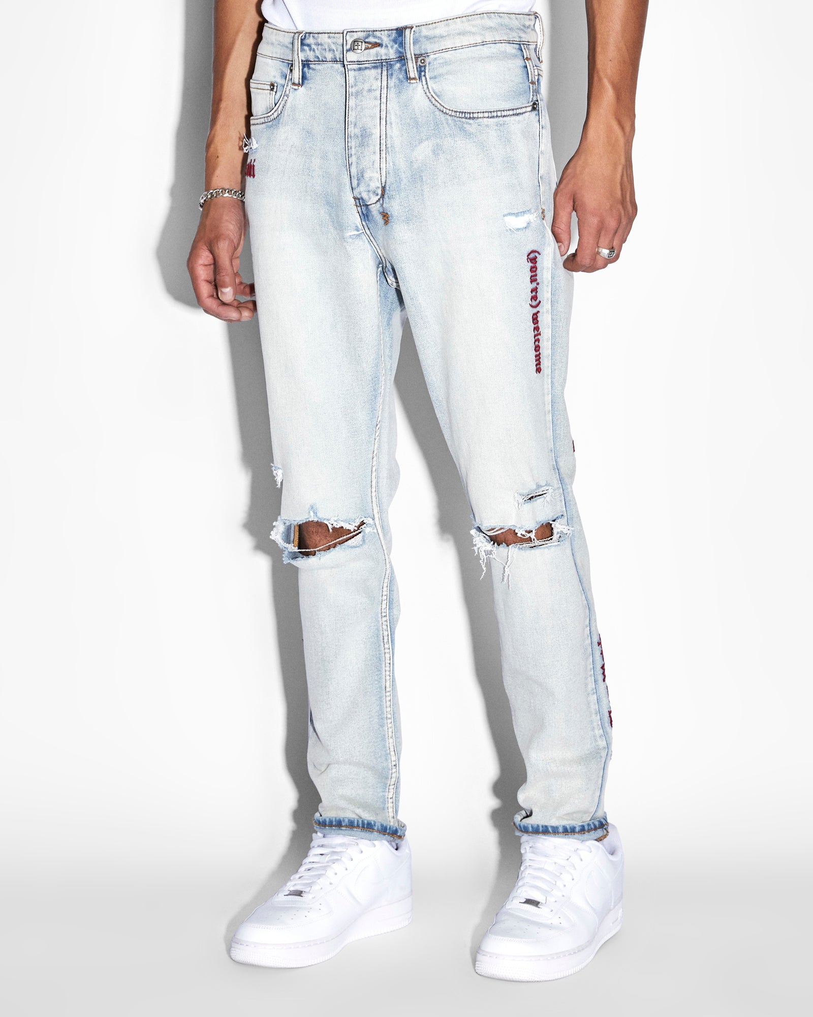 MENS WOLFGANG ICONS TAPERED DENIM JEANS