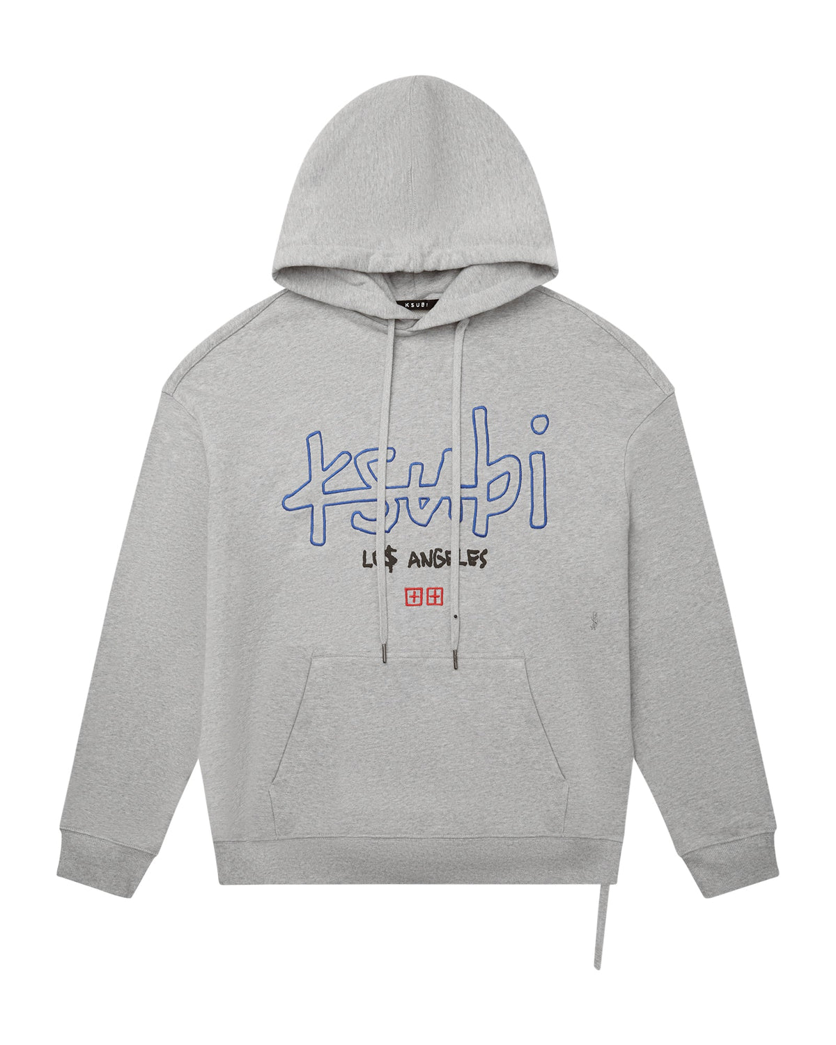 Mens La 4x4 Biggie Hoodie Grey Marle Oversized Fleece - Grey