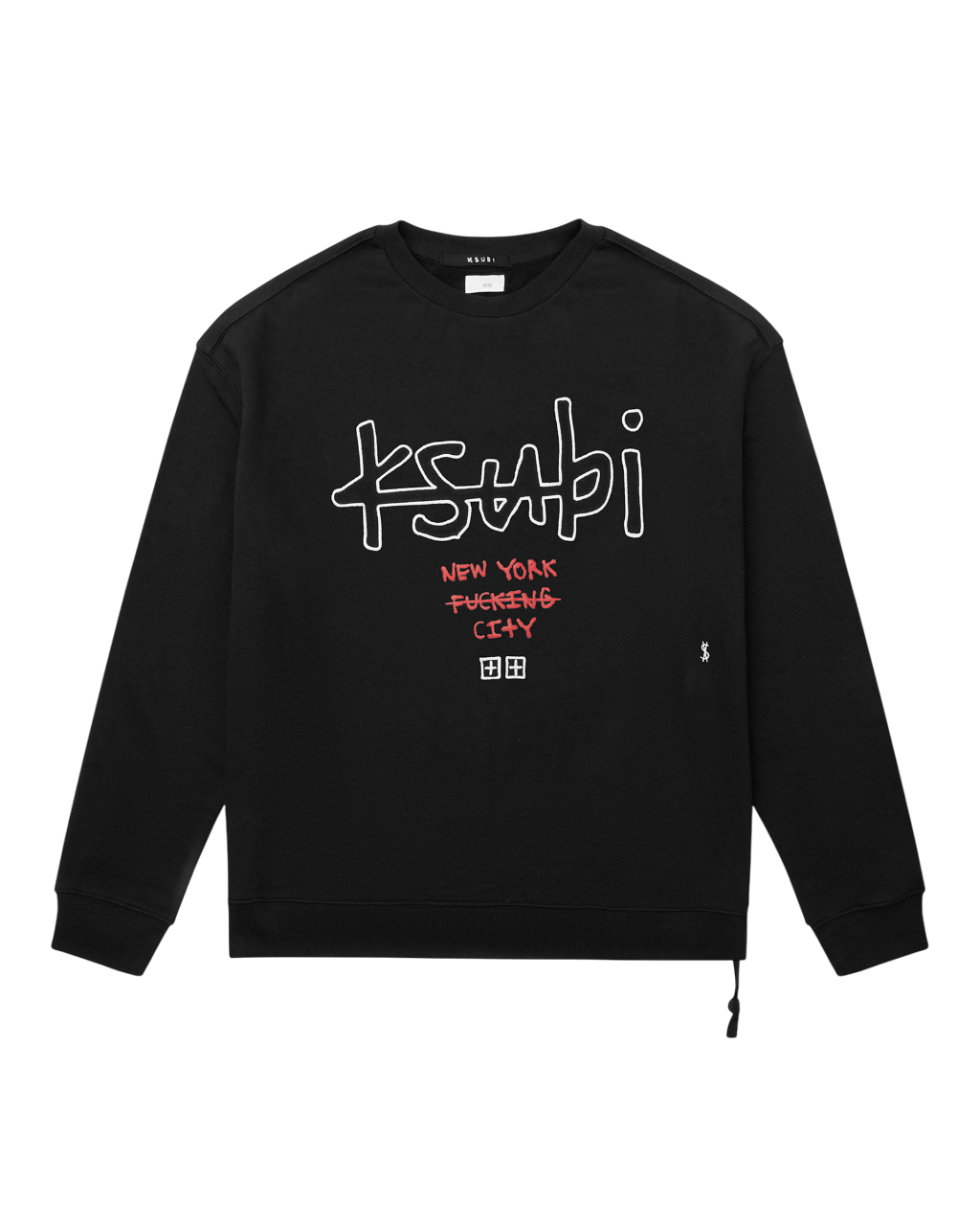 MENS  NYC 4X4  BIGGIE CREW JET BLACK OVERSIZED FLEECE