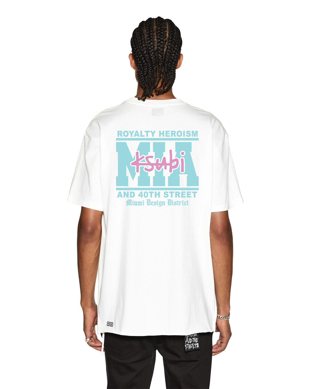 MENS MIAMI AND THE STREETS SS BIGGIE TEE WHITE OVERSIZED TEES